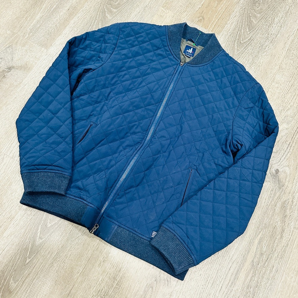 Johnnie-O Jacket Mens Medium Quilted Bomber Jacket Navy Blue Full Zip Jacket